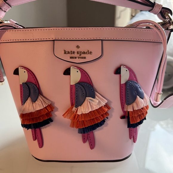 Kate Spade Pink Parrot Crossbody Bag What a Flock Bucket Bag